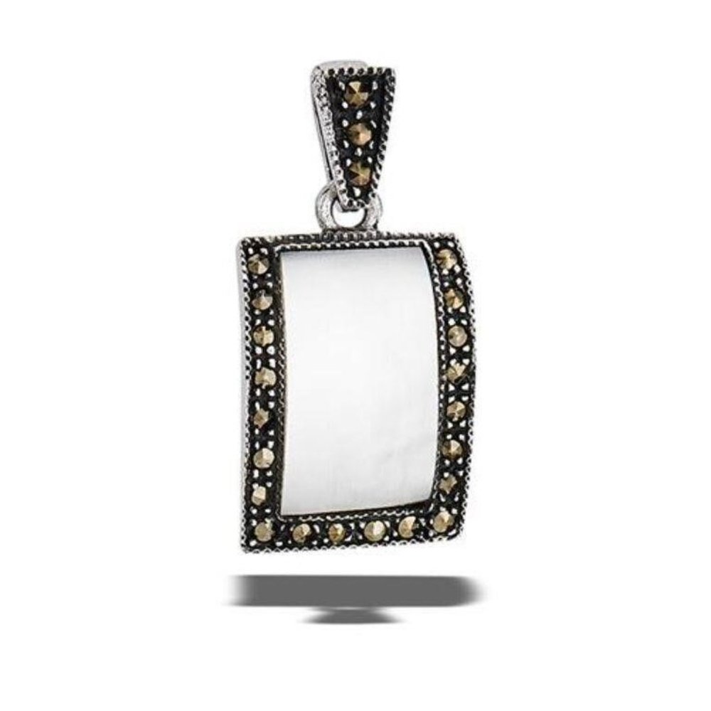 NWT Sterling Silver Marcasite And Mother Of Pearl Pendant